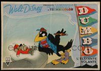 3d172 DUMBO Italian 13x19 pbusta '48 Disney cartoon classic, c/u of Crow & Timothy Q. Mouse!