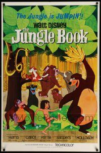 3d075 JUNGLE BOOK 1sh '67 Disney classic, great cartoon image of Mowgli & his friends!