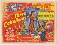 3d116 THREE CABALLEROS TC '44 Disney cartoon/live action, Donald Duck, Panchito & Joe Carioca!