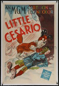 3d009 LITTLE CESARIO linen 1sh '41 comic cartoon art of St. Bernard dog giving brandy to frozen man!