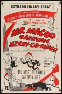 3d080 MR. MAGOO CARTOON MERRY-GO-ROUND 1sh '53 most hilarious cartoon hits, extraordinary treat!