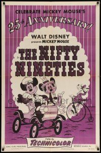 3d082 NIFTY NINETIES 1sh R53 Walt Disney, great cartoon art of Mickey Mouse, Minnie & Goofy!