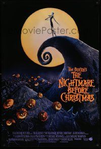 3d183 NIGHTMARE BEFORE CHRISTMAS DS 1sh '93 Tim Burton, Disney, great Halloween horror image!