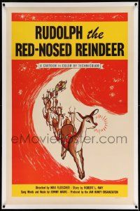 3d015 RUDOLPH THE RED-NOSED REINDEER linen 1sh '48 Max Fleischer, Rudolph, cool Christmas art!