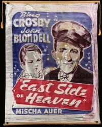 3d262 EAST SIDE OF HEAVEN silk banner '39 different art of crooner Bing Crosby & Baby Sandy, rare!
