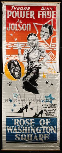 3d274 ROSE OF WASHINGTON SQUARE 40x104 silk banner '39 Power, Faye, Al Jolson in blackface, rare!