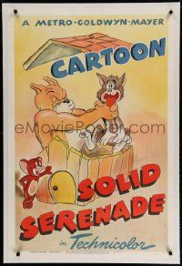 3d018 SOLID SERENADE linen 1sh '46 Jerry hates Tom's singing & sics Spike on him, cool cartoon art!