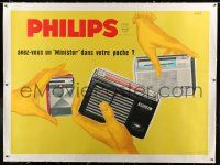 3d313 PHILIPS linen French 46x63 advertising poster '50s Eric art of 3 different Ministor radios!