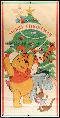 3d257 WINNIE THE POOH 36x72 special '60s Tigger, Eeyore, Piglet & Roo by Christmas tree, ultra rare!