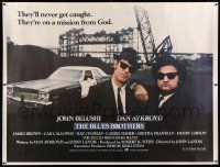 3d320 BLUES BROTHERS linen subway poster '80 John Belushi & Dan Aykroyd are on a mission from God!