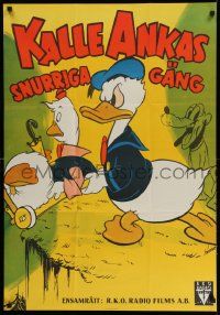 3d193 KALLE ANKAS SNURRIGA GANG Swedish '49 Disney, Bjorne art of Donald Duck, Gus Goose & Pluto!
