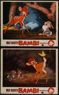 3d122 BAMBI 8 LCs R57 Walt Disney cartoon deer classic, great scenes with Thumper & Flower!