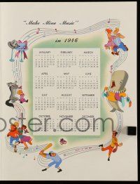 3d067 MAKE MINE MUSIC 8x10 promo calendar '45 Walt Disney cartoon, wishing a Happy New Year!