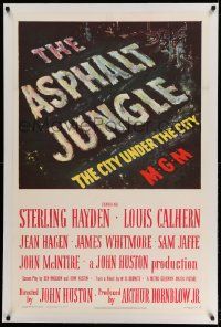 3f128 ASPHALT JUNGLE linen 1sh '50 Marilyn Monroe, Sterling Hayden, John Huston classic film noir!