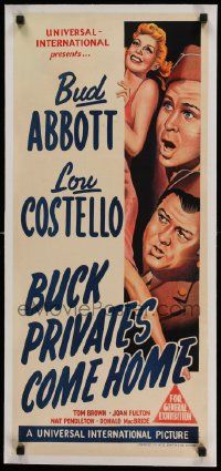 3f040 BUCK PRIVATES COME HOME linen Aust daybill '47 Bud Abbott & Lou Costello, different art!