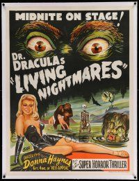 3f036 DR. DRACULA'S LIVING NIGHTMARES linen 30x40 Aust special '50s art of sexy blonde & monsters!