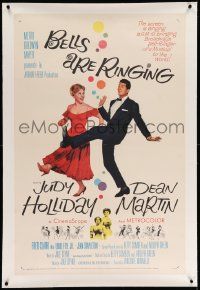3f139 BELLS ARE RINGING linen 1sh '60 geimage of Judy Holliday & Dean Martin dancing!