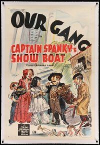 3f166 CAPTAIN SPANKY'S SHOW BOAT linen 1sh '39 stone litho of Spanky, Alfalfa, Darla, Our Gang!