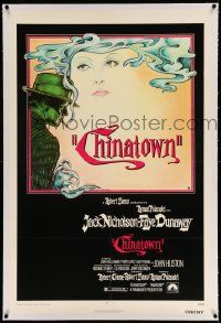 3f175 CHINATOWN linen 1sh '74 art of Jack Nicholson & Faye Dunaway by Jim Pearsall, Roman Polanski!
