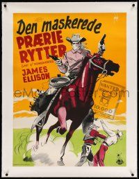 3f089 LAST OF THE WILD HORSES linen Danish '51 Lundvald art of masked James Ellison + wanted poster!