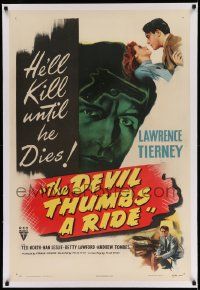 3f194 DEVIL THUMBS A RIDE linen 1sh '47 really BAD Lawrence Tierney will kill until he dies!