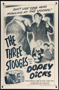 3f198 DOPEY DICKS linen 1sh '50 Three Stooges are detectives with mad scientist & headless robot!