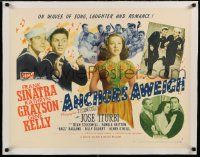 3f104 ANCHORS AWEIGH linen style A 1/2sh '45 sailors Frank Sinatra & Gene Kelly with Kathryn Grayson