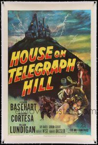 3f245 HOUSE ON TELEGRAPH HILL linen 1sh '51 Richard Basehart, Robert Wise film noir, cool artwork!