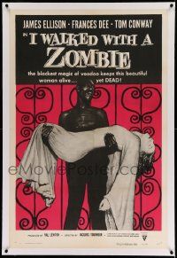 3f249 I WALKED WITH A ZOMBIE linen 1sh R56 classic Val Lewton & Jacques Tourneur voodoo horror!