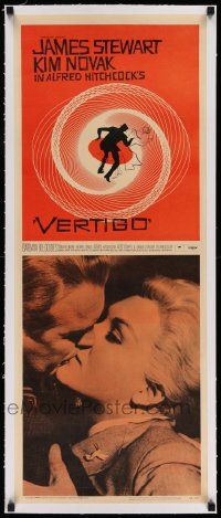 3f102 VERTIGO linen insert '58 Alfred Hitchcock classic, Saul Bass art + Stewart & Novak kissing!