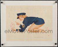 3f035 GEORGE PETTY linen magazine centerfold '41 pin-up art of sexy blonde in uniform with doll!
