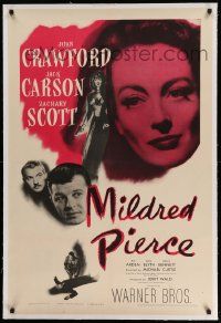 3f290 MILDRED PIERCE linen 1sh '45 Joan Crawford is the woman most men want, but shouldn't have!