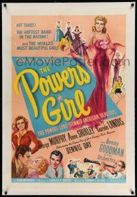 3f316 POWERS GIRL linen 1sh '42 sexy Carole Landis, Benny Goodman, George Murphy & Anne Shirley!