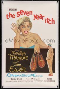 3f344 SEVEN YEAR ITCH linen 1sh '55 Billy Wilder, great art of sexy Marilyn Monroe & Tom Ewell!