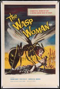 3f400 WASP WOMAN linen 1sh '59 most classic art of Roger Corman's lusting human-headed insect queen!
