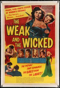 3f401 WEAK & THE WICKED linen 1sh '54 bad girl Diana Dors, strips bare raw facts of women in prison