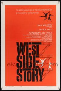 3f402 WEST SIDE STORY linen 1sh '61 1961 pre-Awards one-sheet with classic Joseph Caroff art!