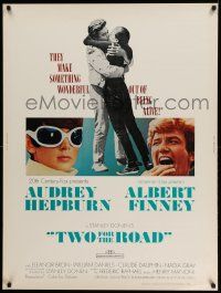 3g384 TWO FOR THE ROAD 30x40 '67 Audrey Hepburn & Albert Finney embrace, directed by Stanley Donen!