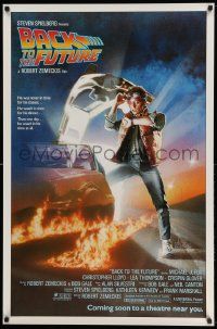 3g412 BACK TO THE FUTURE advance 1sh '85 Zemeckis, art of Michael J. Fox & Delorean by Drew Struzan!