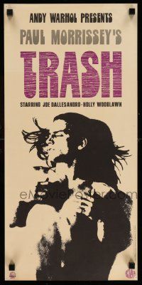 3g219 ANDY WARHOL'S TRASH Belgian 12x24 '70 cool image of Joe Dallessandro, Andy Warhol classic!