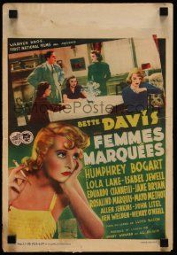 3g224 MARKED WOMAN 11x15 Belgian R40s smoking sexy Bette Davis c/u & with Humphrey Bogart, rare!