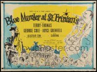 3g182 BLUE MURDER AT ST TRINIAN'S British quad '57 great Ronald Searle art of Terry-Thomas & cast!