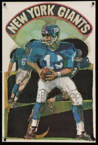 3g359 NEW YORK GIANTS 24x36 commercial poster '68 T. Smith art of football player holding ball!