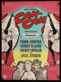 3g216 CAN-CAN Danish '60 Stilling art of Frank Sinatra, Shirley MacLaine & Maurice Chevalier!