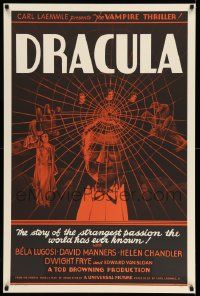 3g364 DRACULA S2 recreation 1sh 1999 Tod Browning, most classic vampire Bela Lugosi, best horror!