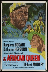 3g105 AFRICAN QUEEN English 1sh R50s different art of Humphrey Bogart & Katharine Hepburn!