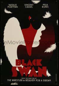 3g190 BLACK SWAN DS teaser English 1sh '10 Natalie Portman, cool face in swan retro art by La Boca