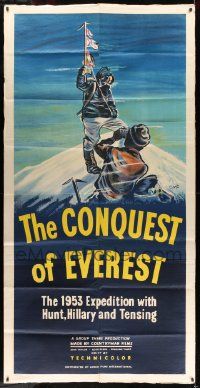 3g022 CONQUEST OF EVEREST English 3sh '53 EMC art of Norgay filming Hillary planting English flag!