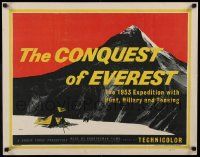 3g199 CONQUEST OF EVEREST English 1/2sh '53 Boswell art of the base camp below the famous summit!