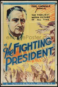 3g151 FIGHTING PRESIDENT 1sh '33 great art of hands applauding Franklin D. Roosevelt, ultra rare!